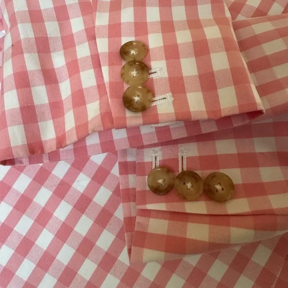 Talbots Pink & White Gingham Blazer - Size 12 - Picture 10 of 10